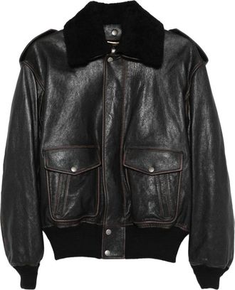 Saint Laurent Leather Shearling-collar Bomber Jacket
