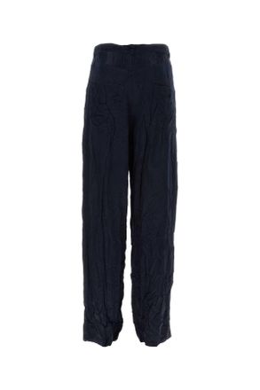 Balenciaga Mens Dark Bue Satin 5 Pocket Pant 4100 Pantaloni