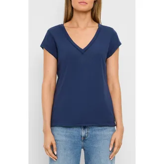 Michael Stars Baxter Raw Edge Supima Cotton T-Shirt in Nocturnal at Nordstrom