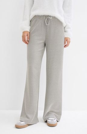 Bonprix Jerseyhose BONPRIX, Damen, Gr. 52/54 (XXL), N-Gr, schwarz, wollwei&szlig; gestreift (l&auml;nge: regul&auml;r), Jersey, Obermaterial: 66% Baumwolle, 32% Polyester, 2%