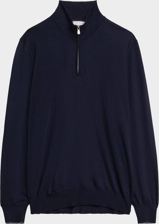 Brunello Cucinelli Mens Wool-Cashmere Half Zip Pullover Sweater
