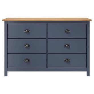 Berkfield Home Sideboard Hill Grey 125x40x80 cm Solid Pine Wood in Dark Navy | Size: 125 x 40 x 80 cm