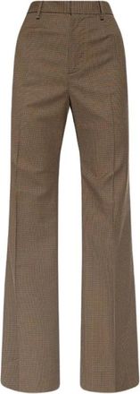 Dsquared2 Slim Fit Houndstooth Wollen Pak Broeken - Dames - Wijde Broeken - Bruin - S - Wol - Broeken