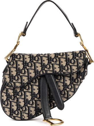Dior Pre-owned Womens Oblique Saddle Mini Handbag - Blue/Navy - One Size