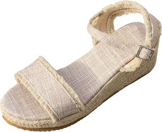Generic Womens Platform Espadrille Wedge Sandals Open Toe Sandals Orthopedic with Arch Support Comfortable Running Padded Footbed Platform Sandal
