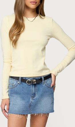 Edikted Kiyan Long Sleeve T-Shirt in Yellow at Nordstrom, Size X-Small