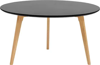 Beliani Mesa De Centro Redonda Negra Con Tablero De Madera Maciza Con Patas Tr&iacute;pode Estilo Moderno Contempor&aacute;neo Tennessee