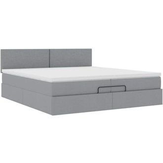vidaXL Estructura De Cama Otomana Con Colch&oacute;n Gris Claro 200x200 Cm Vidaxl