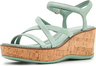 Cole Haan Grand Ambition Azzura Strappy Sndl Womens Sandals Lily Pad Suede/Cork : 10.5 B - Medium, Leather/Textile