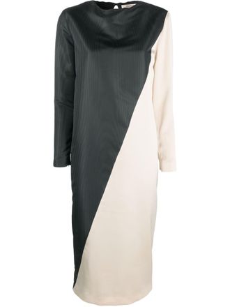 Roberto Cavalli diagonal-stripe satin-finish midi dress - Nero