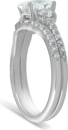 Pompeii3 1 1/2 Ct Oval Shape Diamond Engagement Ring Wedding Set 14k White Gold