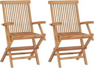 vidaXL Vidaxl - Sillas De Jard&iacute;n Plegables 2 Unidades Madera Maciza De Teca