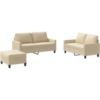 vidaXL vidaXL Set di Divani 3 pz con Cuscini Crema in Tessuto