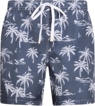 Gran Sasso Palm-print Zwemshorts - Heren - Strandmode - Blauw - 2XL - Badmode