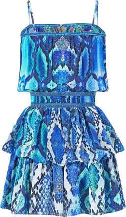 Camilla Shirred Waist Mini Jurk - Dames - Korte kleedjes - Blauw - XS - Kleedjes