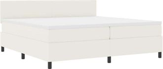 vidaXL LED Box Spring Bed Cream and White 200 x 200 cm Corduroy Fabric vidaXL