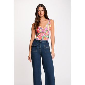 Morgan Getailleerd hemdje, met V-hals in wikkelstijl, veelkleurig