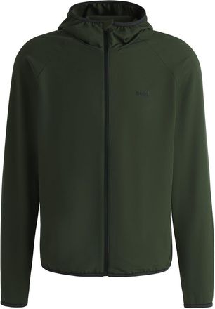 HUGO BOSS Mens Commuter Solid Patterned Hooded Windbreaker with Zipped Pocket in Open Green - Size Large