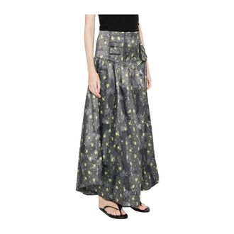 Ganni Maxi Skirts, female, Multicolor, Size: S Polyester Elastane Skirt
