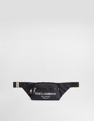 Dolce & Gabbana Small Nylon Belt Bag - Man Backpacks And Fanny Packs Blue Nylon Onesize