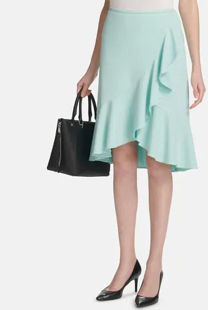 Calvin Klein Ruffled Pencil Skirt In Sea Green