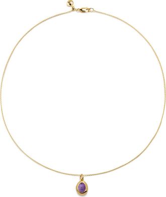 Monica Vinader Birthstone Locket Necklace in 18Ct Gold Vermeil /Amethyst at Nordstrom