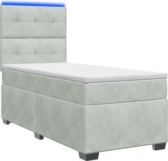 vidaXL Cama Con Base Tapizada, Colch&oacute;n Y Luz Led Gris Claro Terciopelo Vidaxl