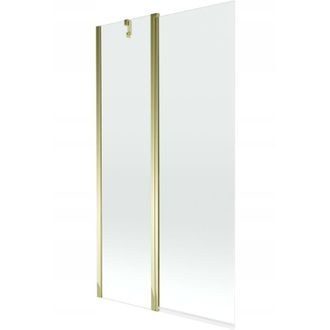 Desconocido Desconocido - Mampara De Ba&ntilde;era 2 Hojas Vidrio Transparente, 100x150 Cm, Perfil Dorado