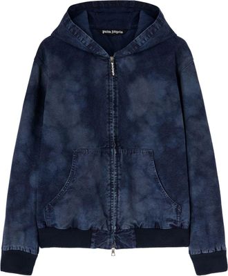 Palm Angels Felpa con logo curvo e cappuccio - Blu