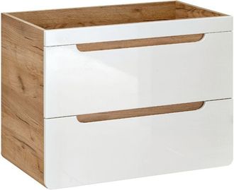Vente-Unique Vente-unique - Mobile sotto lavabo sospeso 80 cm Naturale e Bianco - aruba