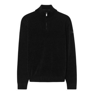 Roberto Ricci Design Velvet Half Zip Knit - Heren - Truien - Zwart - Maat: XL Velours