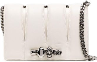 Alexander McQueen Slash stud-detailing chain-link bag - women - Calf Leather/Lambskin - One Size - White