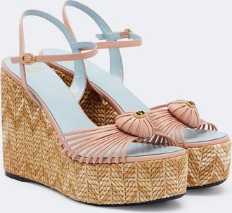 Valentino Garavani Coeur Royal leather espadrille wedges