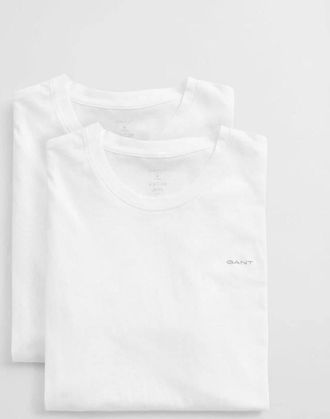 GANT Mens GANT 2-Pack Regular Fit Cotton Crew-Neck T-Shirts, White - Size: 42