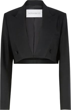Nina Ricci Blazer doppiopetto in lana crop - Nero