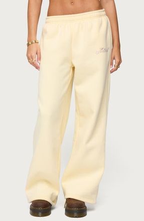 Edikted Club Wide Leg Sweatpants in Yellow at Nordstrom, Size X-Small