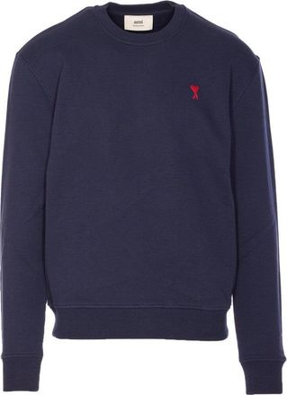 Ami Classic Fit Cotton Sweatshirt With Prominent Logo Detail