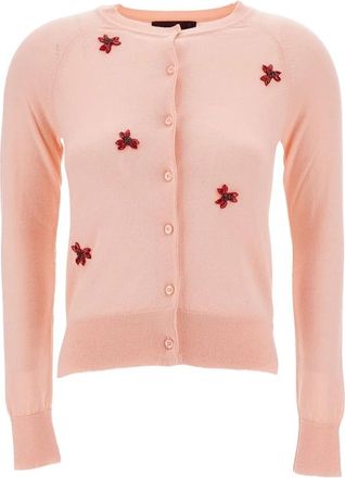 Simone Rocha Verfraaide Klassieke Merino Zijde Vest - Dames - Vesten - Roze - M - Wol - Truien & Vesten