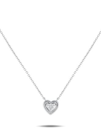 Luxury Bazaar 14K white gold diamond heart-pendant necklace - Zilver