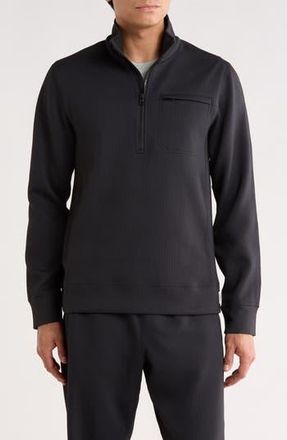 Reigning Champ Double Knit Slim Quarter Zip Sweatshirt in Black at Nordstrom Rack, Size X-Large