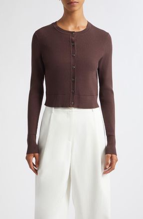 Toccin Zoe Cropped Cardigan in Espresso at Nordstrom, Size Xx-Small