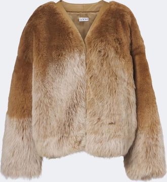 Loewe Leather-trimmed shearling cardigan