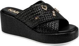 Karl Lagerfeld Caleigh Woven Platform Wedge Sandal in Black at Nordstrom Rack, Size 8.5