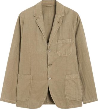 Aspesi Jassen, Heren, Beige, M, Katoen, Klassieke Twill Blazer Samuraki