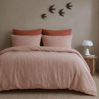 Febronie Juego de cama (65x65) algod&oacute;n lavado terracotta 260x240