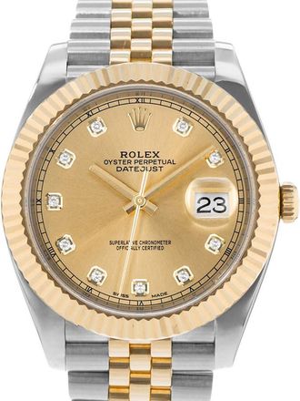 Rolex Pre-owned Rolex Datejust 41 Automatic Chronometer Diamond Champagne Dial Mens Watch 126333 CDJ