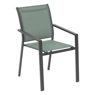 Hesperide Hesperide - Sill&oacute;n De Jard&iacute;n Apilable Essentia Verde Oliva Y Grafito De Aluminio Tratado Con Epoxi - Hesp&eacute;ride