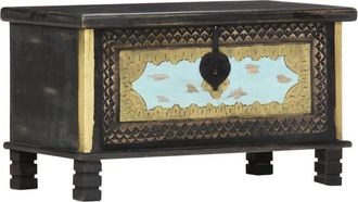 vidaXL Ba&uacute;l De Almacenamiento Madera De Mango Negro 80x40x45 Cm Vidaxl