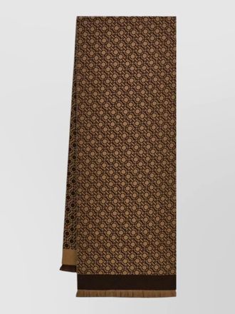 Ferragamo rectangular scarf all over pattern fringes