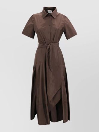 Parosh long taffeta dress belted waist